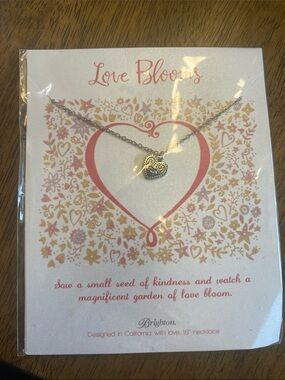 Brighton Silver Heart Necklace with Pink and Gold Accent Card NWT